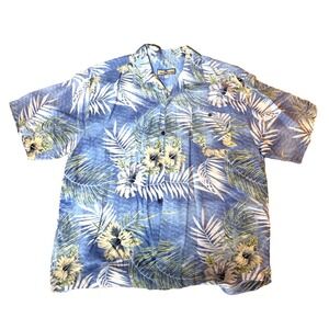 S&D Bahamas Men's Hawaiian Blue Tropical Vacation ShortSleeve Button Shirt Sz XL